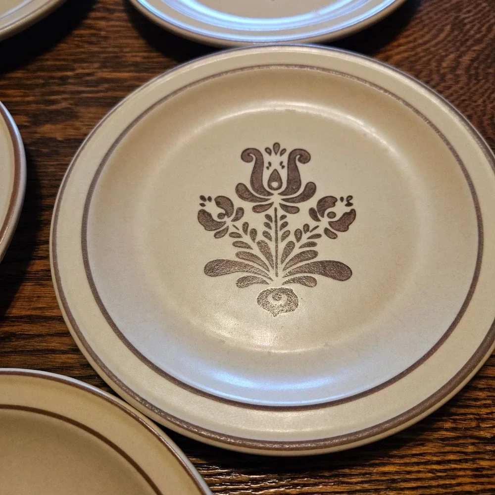 Pfaltzgraff‎ Village Bread/Salad Plates Set of 5 Vintage USA Stoneware Brown